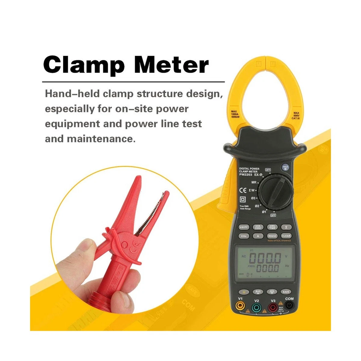 HYELEC MS2203 3Phase Clamp Meter Power Factor Correction, 43 OFF