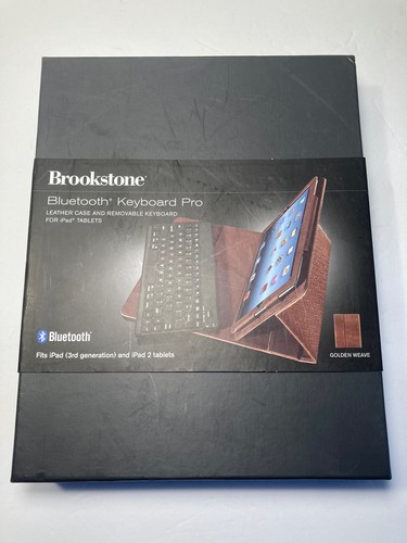 Keyboard Pro with Leather Case for iPad Tablets Golden Weave Brookstone New