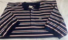 Lacoste Men's Polo Shirt Size 7 XXL Short Sleeve Red-White-Blue Alligator Log