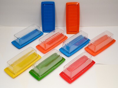 7 DEKA #100 MCM Primary Colors Plastic Serving Butter Display Stacking Dish Tray