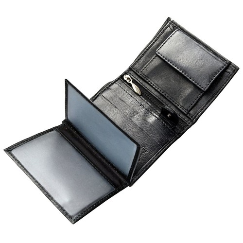 Geldbörse Klein Miniportemonnaie Brieftasche Herren Damen Leder Schwarz - Bild 5 von 5