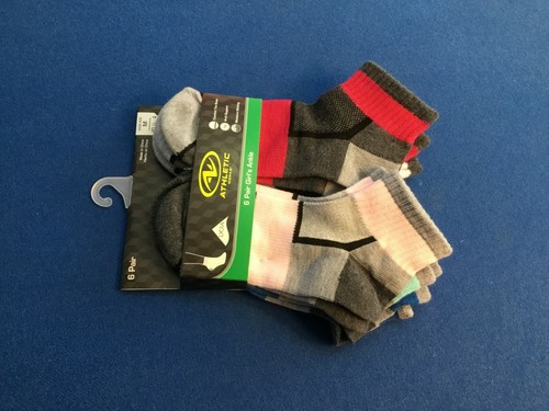 Girls' ankle socks (Athletic Works) arch support, S or M, gray multi-color 6 pk - Picture 3 of 7