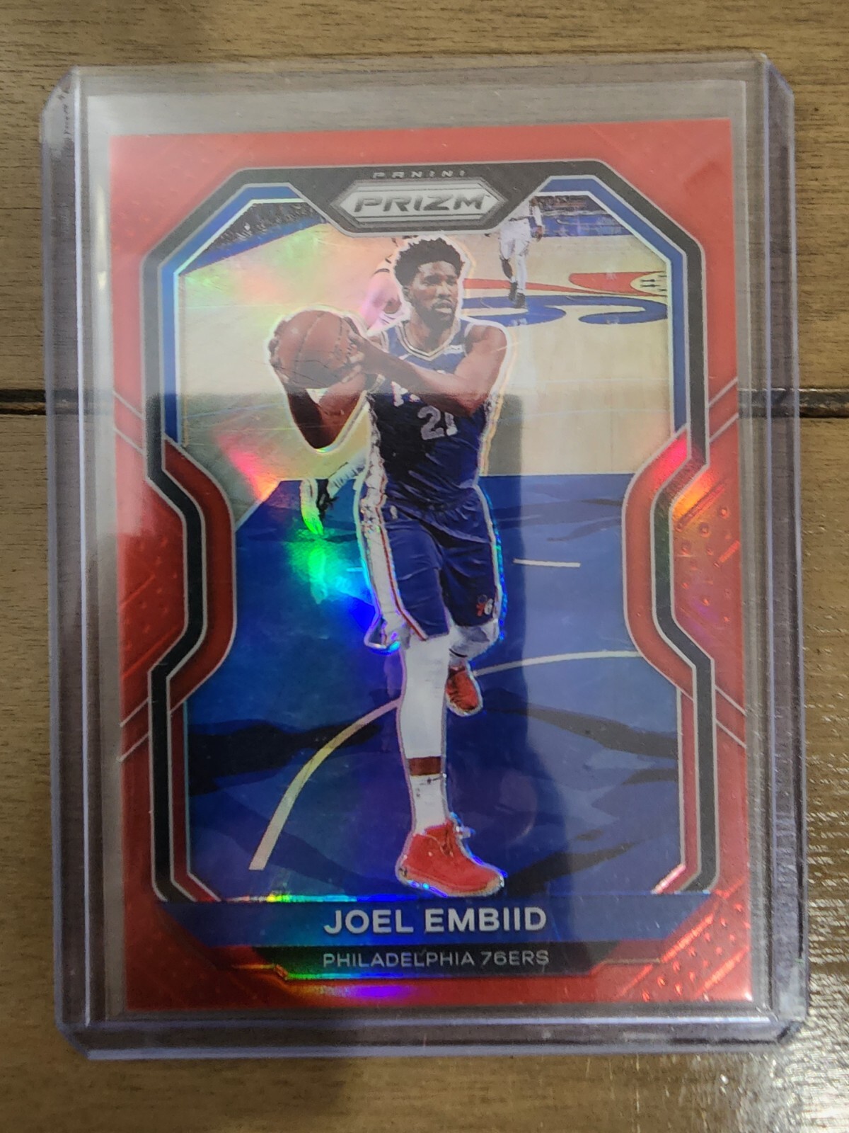 Joel Embiid 2020-21 Prizm #141 Red Prizm /299