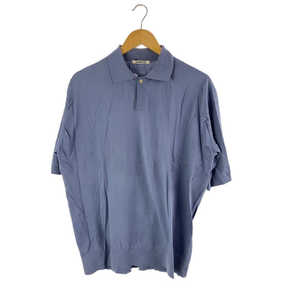 AURALEE 22ss SUPER High Gauge Cotton Knit Polo Size: 4 Blue AURALEE 22ss SUPER High Gauge Cotton Knit Polo Size: 4 Blue