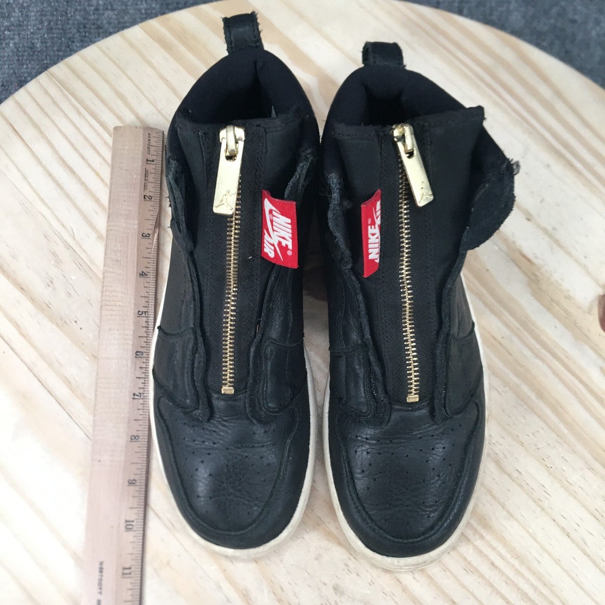 NIKE　Air Jordan Nike Shoes Womens 8 Jordan 1 Retro High Zip Sneakers Black Leather