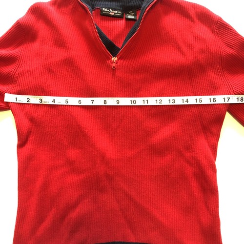 Rare Vintage POLO JEANS CO. 1/4 Zip Sweater 90s Youth SZ L - Picture 6 of 8