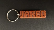Keychain JARED Personalized Custom Name Fob Wood Key Ring Unique Gift Idea