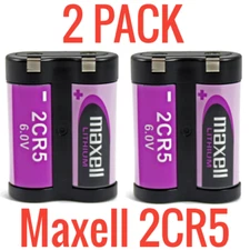 2 Pack Maxell 6V 2CR5 Photo Camera Lithium Battery New DL45, KL2CR5, 5032LC