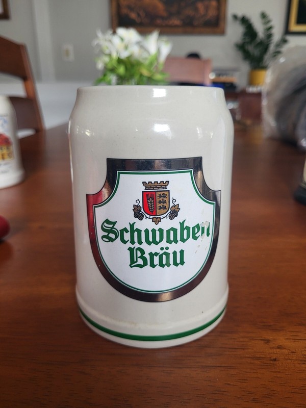Vintage German Stein - Schwaben Brau Stoneware Mug Beer .5L