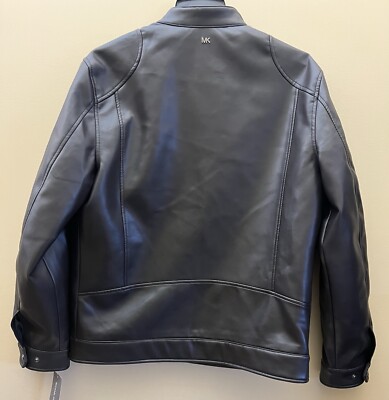 202 Michael Kors Mens Faux Leather Jacket, MB85415 Espresso Size M