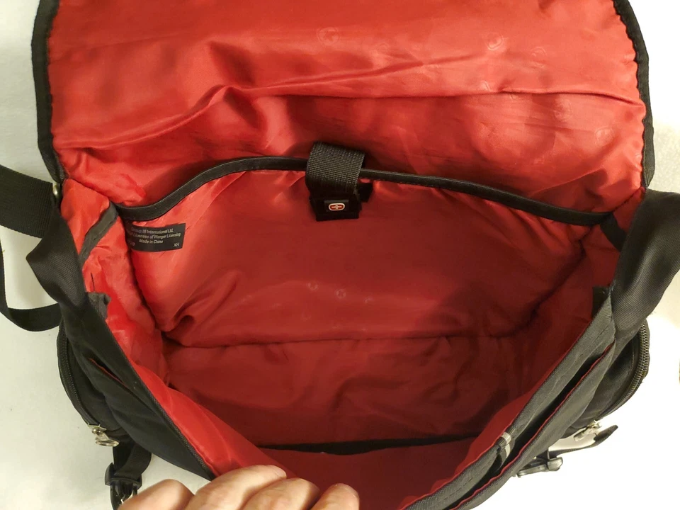 Bolso de hombro Swiss Gear Army Knife negro con correa bien hecho senderismo caminar Foto 4 de 4