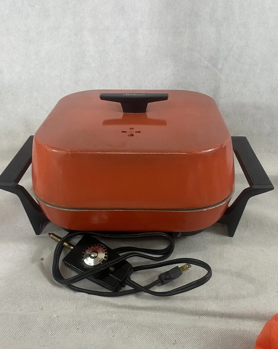 Vintage Sunbeam Crocker Fry Pan Electric Skillet Retro Red W Cord