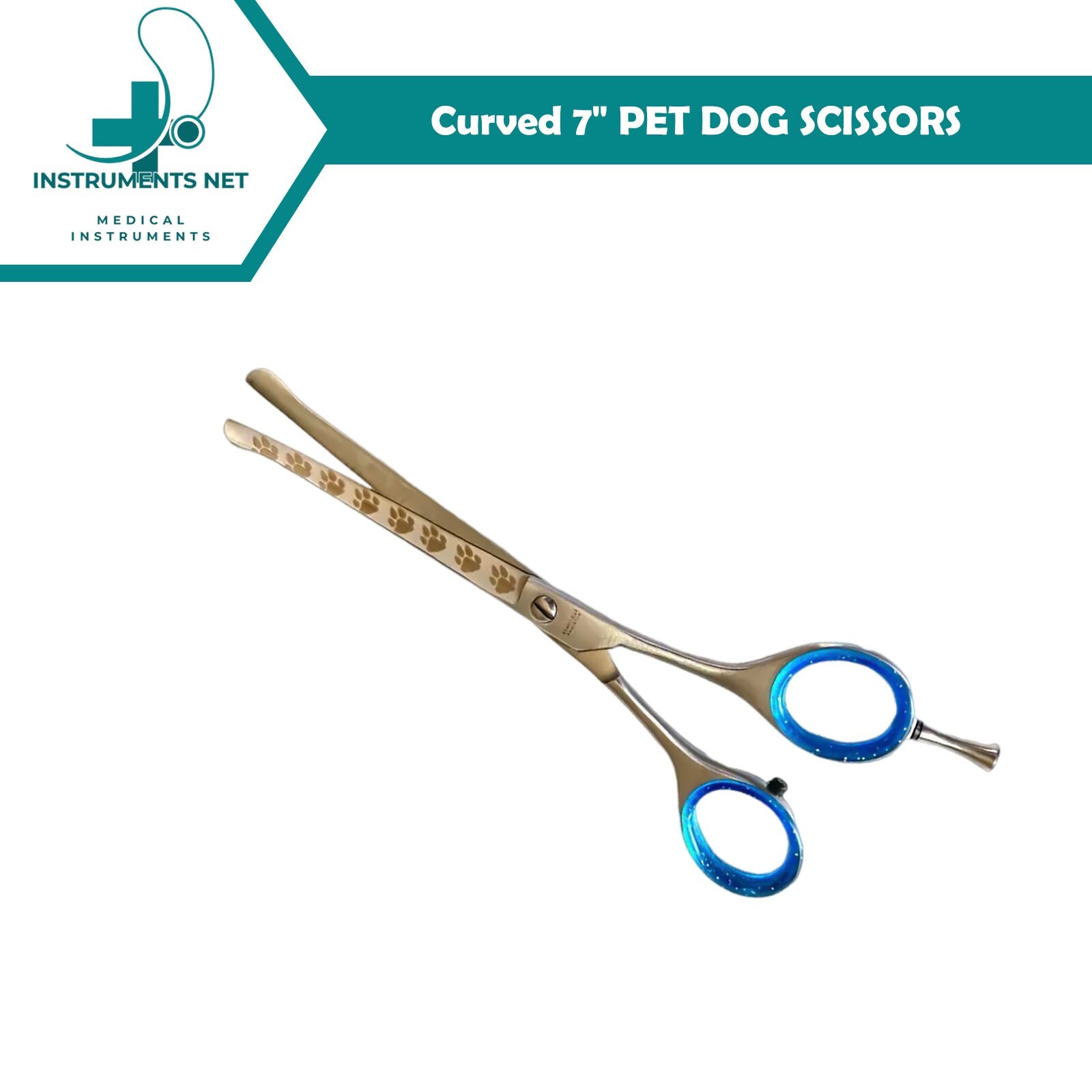 Curved 7" PET DOG SCISSORS trimmers grooming Shear
