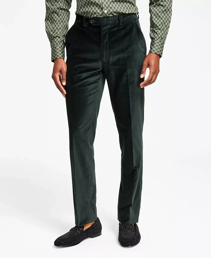Alfani L86218 Mens Green Slim-Fit Velvet Dress Pants Size 36x32 | eBay