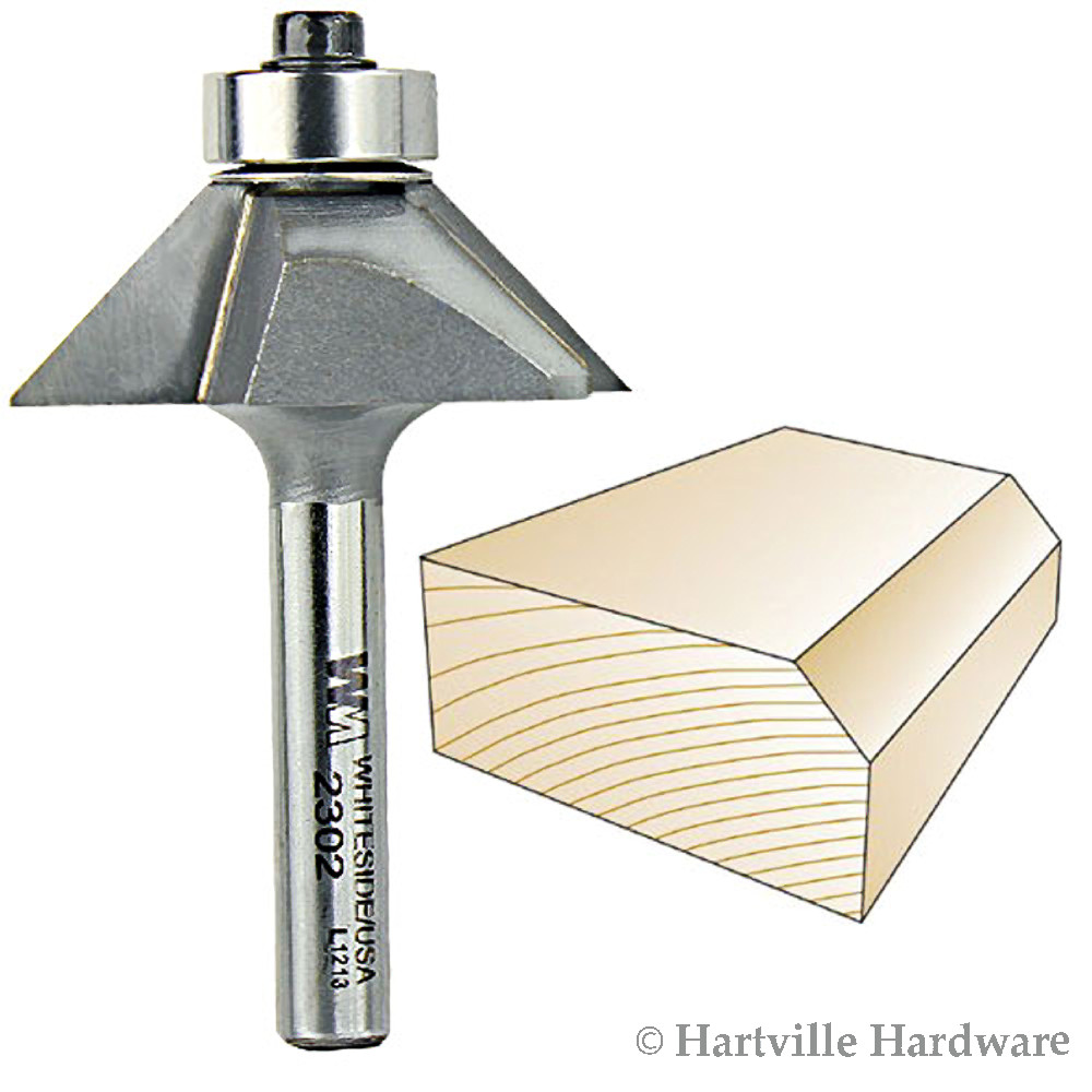 Whiteside 2302 45 Deg. Chamfer Bit - 1/4" SH X 5/8" CL X 7/16" CH