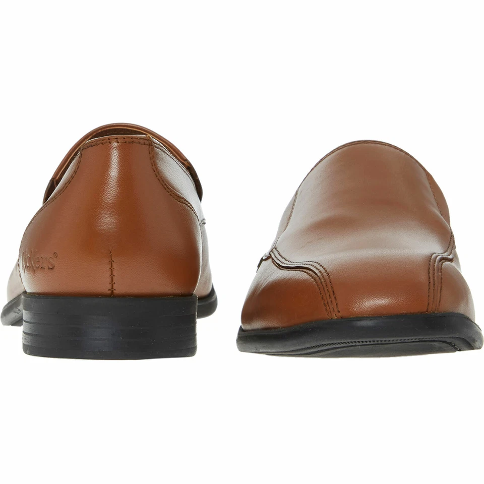 Nuevo Kickers Premium Jarle Niños Marrón Sin Cordones Cuero Mocasines Zapatos UK4 Foto 2 de 3