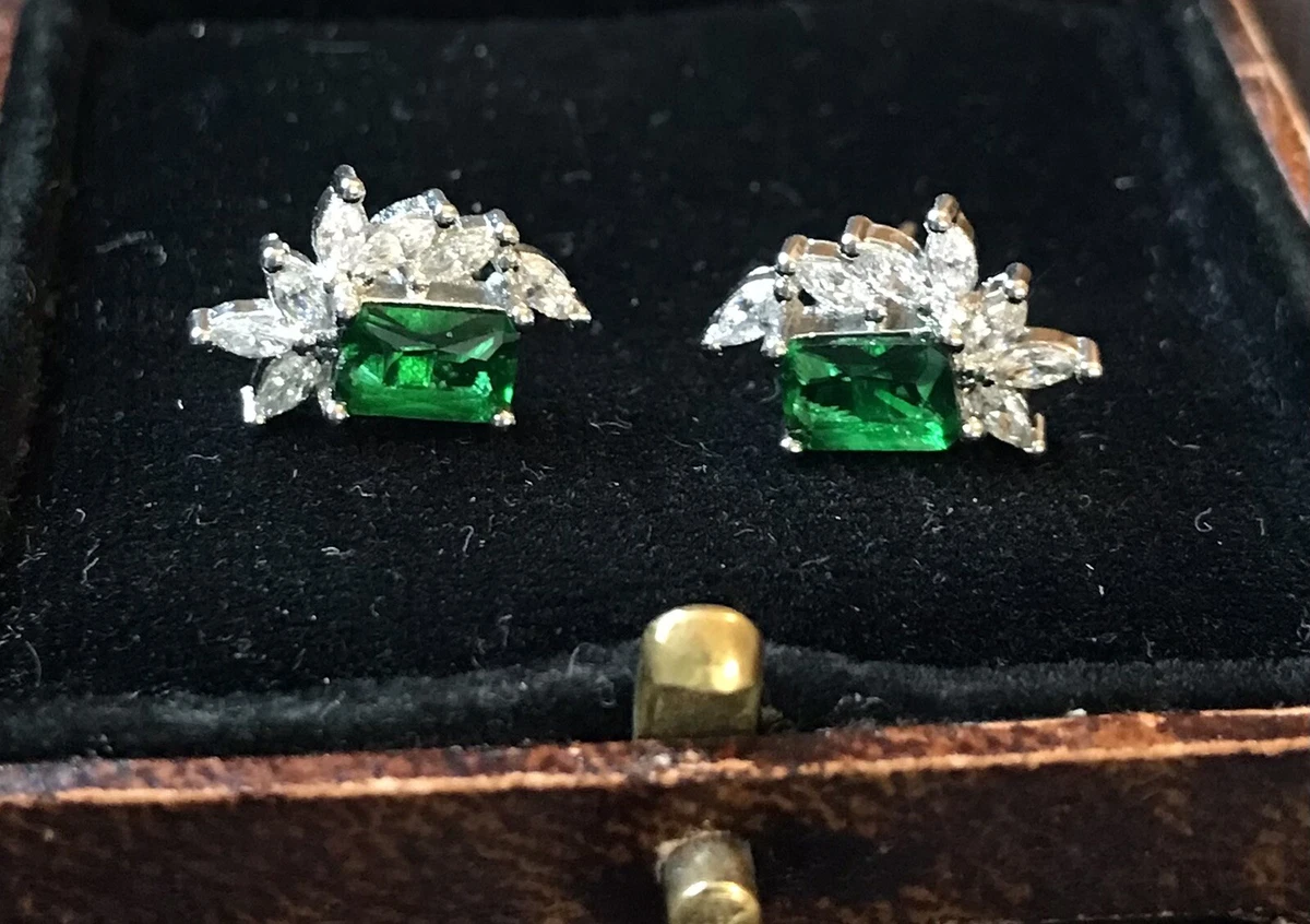 Green gem earrings deals