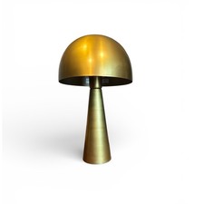 Nourison 16" Antique Gold Metal Mushroom Table Lamp, Modern, Retro, Desk Ligh...