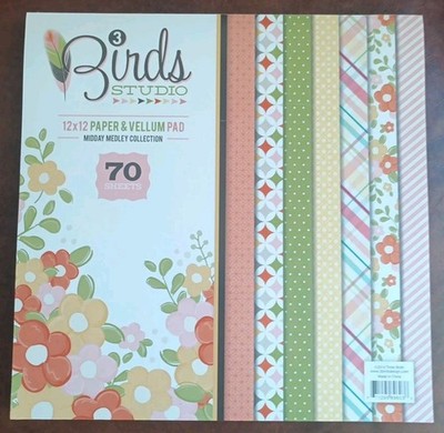 Three Birds Studio 12x12 Paper & Vellum Pad 70 Sheets Midday Medley Collection
