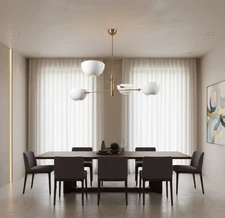 Four-Light Linear Brass Chandelier | Mid-Century Modern | Handmade home decor