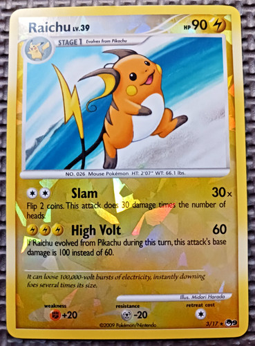 2009 Pokemon POP Series 9 #3 Raichu Cracked ice Reverse holo LP-MP