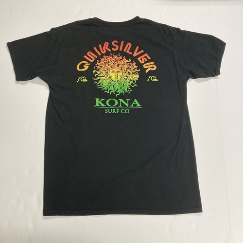 Quicksilver Kona Surf Co T-Shirt Black Medium Kona Hawaii Surfing Beaches - Foto 9 di 14