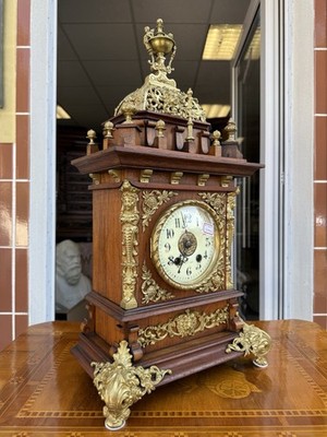 Lenzkirch Uhr Kaminuhr  Gründerzeit Nussbaum absolute Rarität sehr selten 64 cm