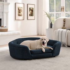 Oversized Linen Fabric Dog Couch Sofa Pet Bed for Medium Large Dogs Dark Blue US