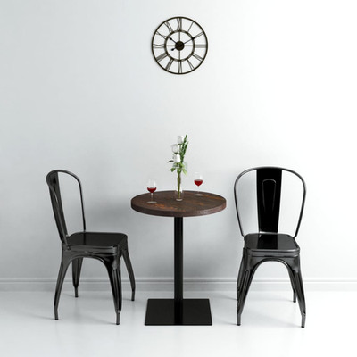 Bistrotisch dunkle Esche 60cm rund MDF-Platte mit Stahlfuß 75cm hohe Maserung