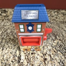 Knapford Mail Depot Thomas wooden railway Building - Mail Theme, Blue Red Brown