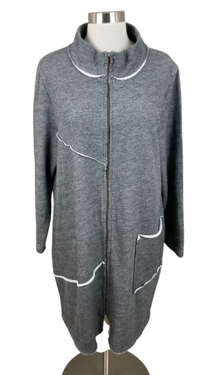 VETEMENTS Chalet Et Ceci Antonella giacca zip grigia felpa Lagenlook made in USA grande