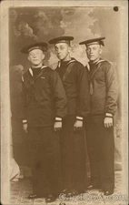 Navy Sailors, USS Florida Original Vintage Real Photo Postcard RPPC