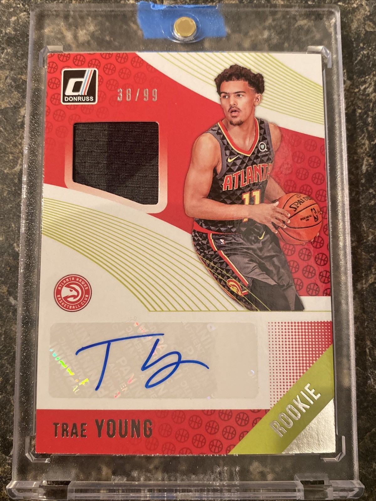 2018-19 Donruss Rookie Mat RPA #RMS-TYG Trae Young RC AUTO Patch /99 Hawks