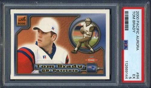 Tom Brady Rookie Card (RC): 2000 Pacific Aurora #84  PSA 5 Excellent