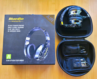 Bluedio AIR Over-Ear Bluetooth Kopfhörer Schwarz 3,5mm mit Mikrofon Tasche