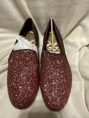 NWB BIRDIES Starling Slipper Flats Sz 10 Rose Pink Spark Glitter Chic Loafer