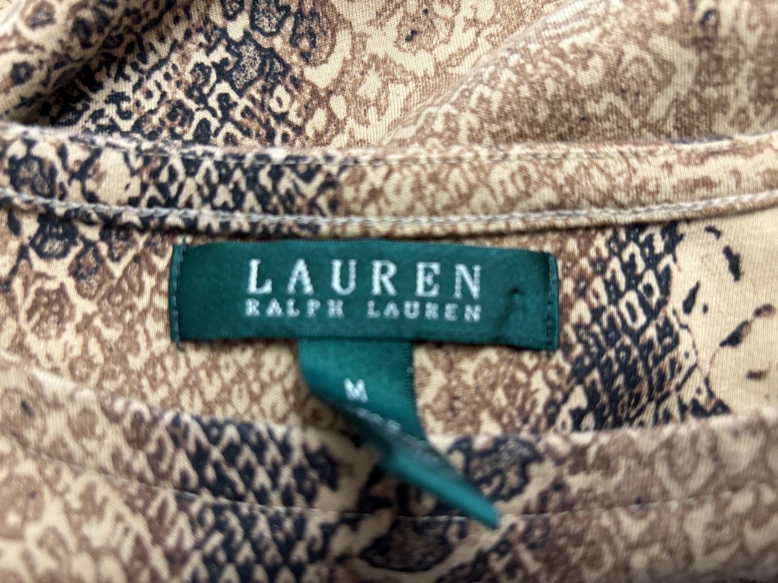 Ralph Lauren Brown Snake Print T Shirt Top Womens M Medium thumbnail 4