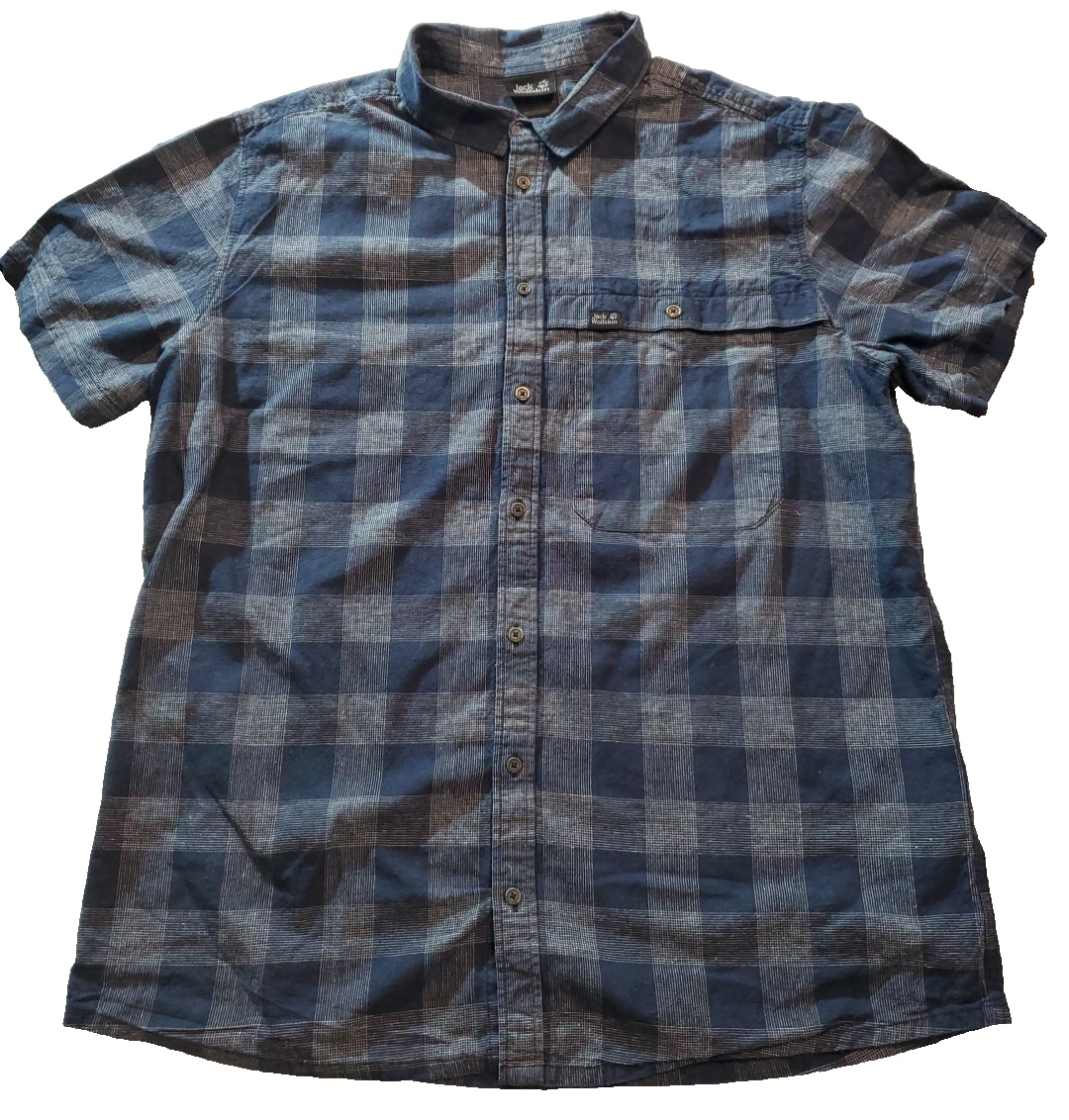 Jack Wolfskin Mens 2XL Short Sleeve Hiking Shirt Cotton Hemp Blend