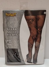 Spirit Halloween Black Sugar Skull Tights Medium / Large M/L Costume Cosplay New