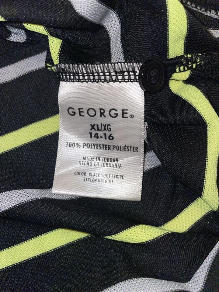 Camisa polo de golf George Boys Youth XL 14-16 poliéster a rayas negras y amarillas T2 Foto 4 de 4
