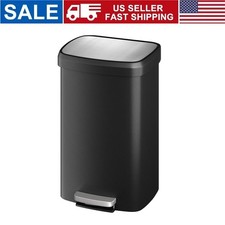 Step-On Kitchen Trash Can 13 Gallon / 50 Liter Durable Black Waste Bin for Home