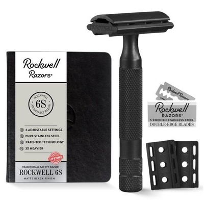 6S Black Stainless Steel Safety Razor. Adjustable Single Blade Razor With 6 S...