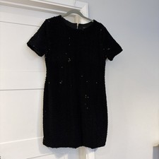 Topshop Little Black Dress Seqin Shift Party Dress Size UK 16