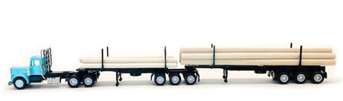 Tractor Peterbilt Super-B montado Herpa 006613 HO con remolque de troncos y carga | Zustand: New