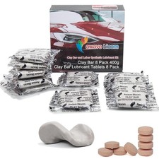 8 Pack Car Clay Bars Auto Detailing 400g and bar Lubricant Tablets Grey