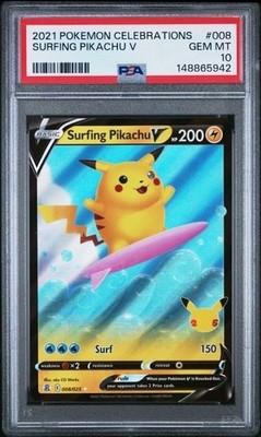 SURFING PIKACHU V #008 PSA 10 2021 POKEMON CELEBRATIONS GEM MT | eBay