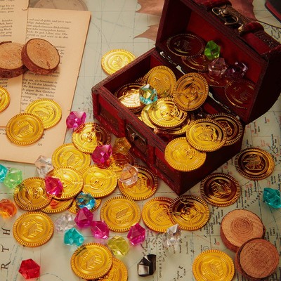Pirate Treasure Chest With 320 Coins & Gems - Kids Dress-Up & Party Supplies