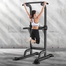 Power Tower Dip Station Pull up Bar for Home Gym Adjustable Height Strength Trai