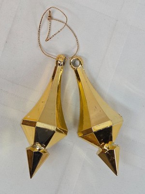 Vickerman Style 2 Shiny Gold Candy Finish 4'' Diamond Finial Ornament Vintage
