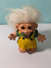 Vintage Dam Troll Doll 8" With Clothes 1960's Yellow Skirt Green Shirt Denmark